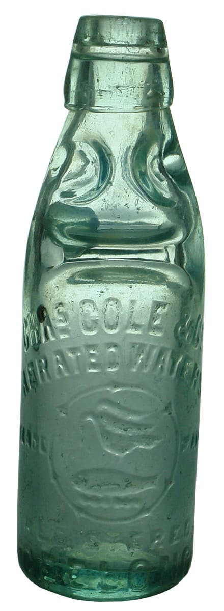 Chas Cole Aerated Waters Geelong Codd Bottle