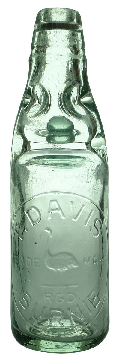 Davis Burnie Emu Antique Codd Marble Bottle