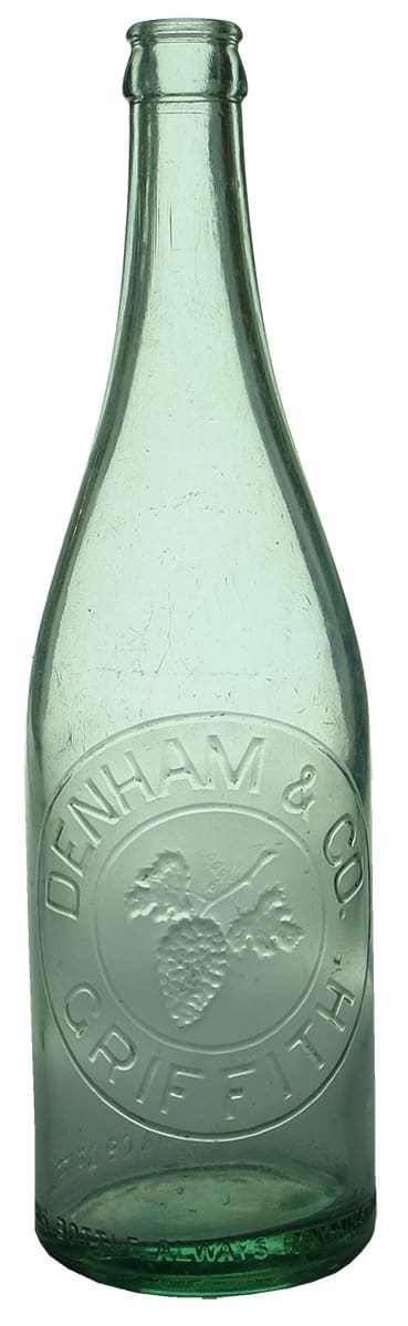 Denham Griffith Grapes Crown Seal Soft Drink Bottle