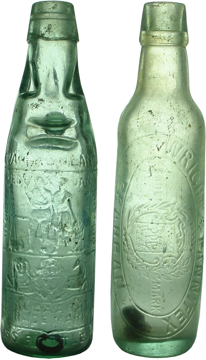 Pair Soft Drink Aerated Waters Antique Bottles