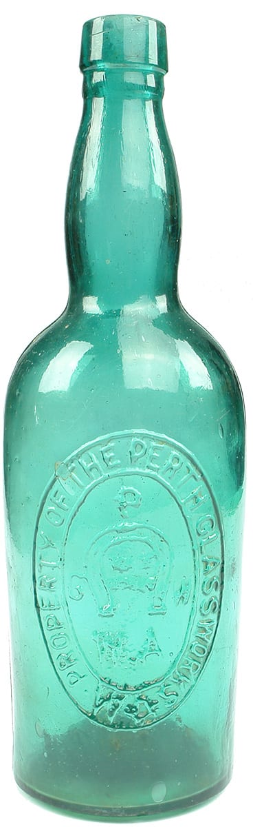 Perth Glassworks Green Blue Glass Bottle
