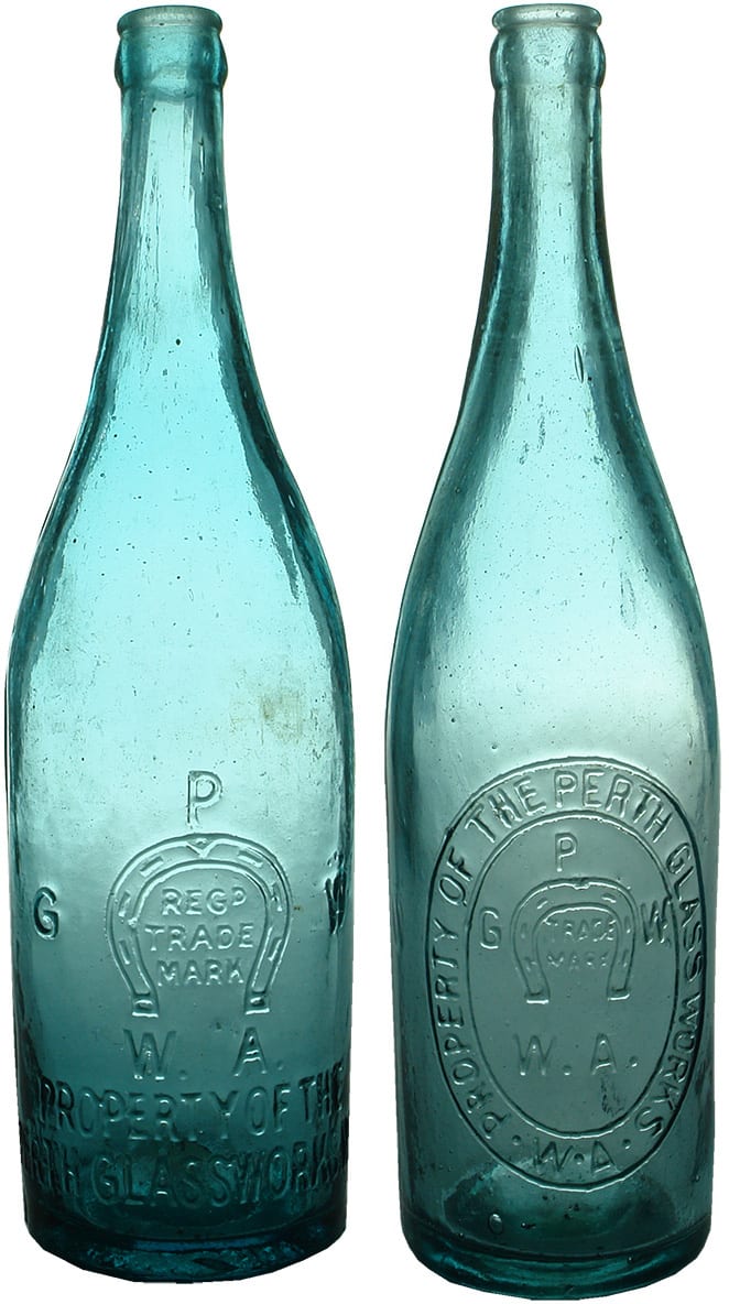 Pair Perth Glassworks Antique Bottles