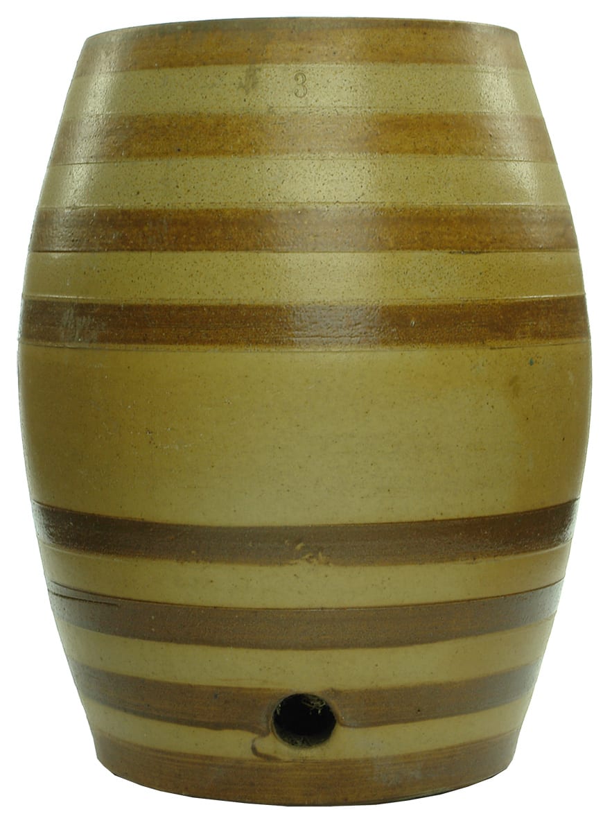 Three Gallon banded stoneware barrel