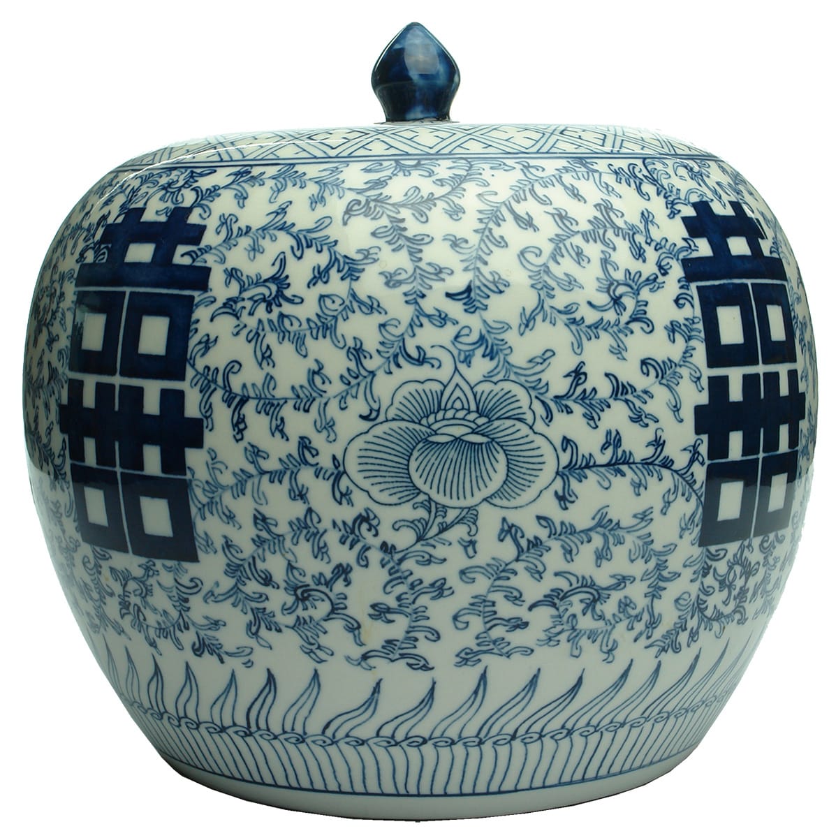 Blue White Asian Ceramic Jar Lid