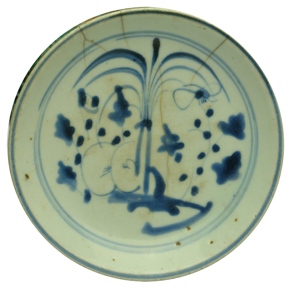 Bamboo and Peony Chinese Porcelain Plate