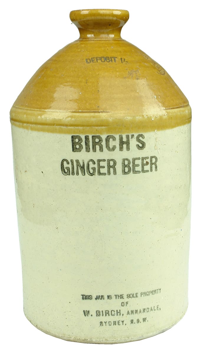 Birch's Ginger Beer Annandale Sydney Stoneware Demijohn