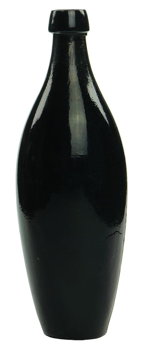 Victorian Goldfields era Black Glass Skittle Porter Bottle