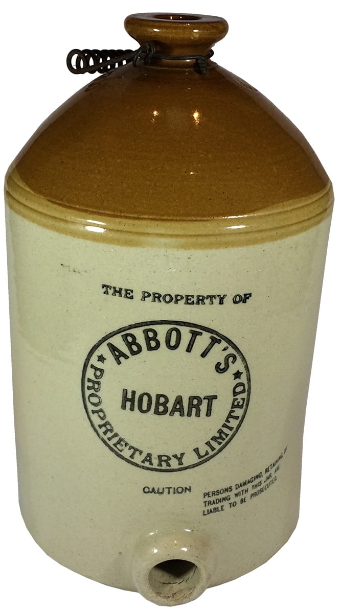 Abbott's Hobart Mauri Bros Thomson Sydney Stoneware Demijohn