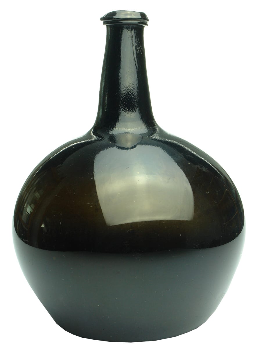 Large Black Glass Globe Bottle