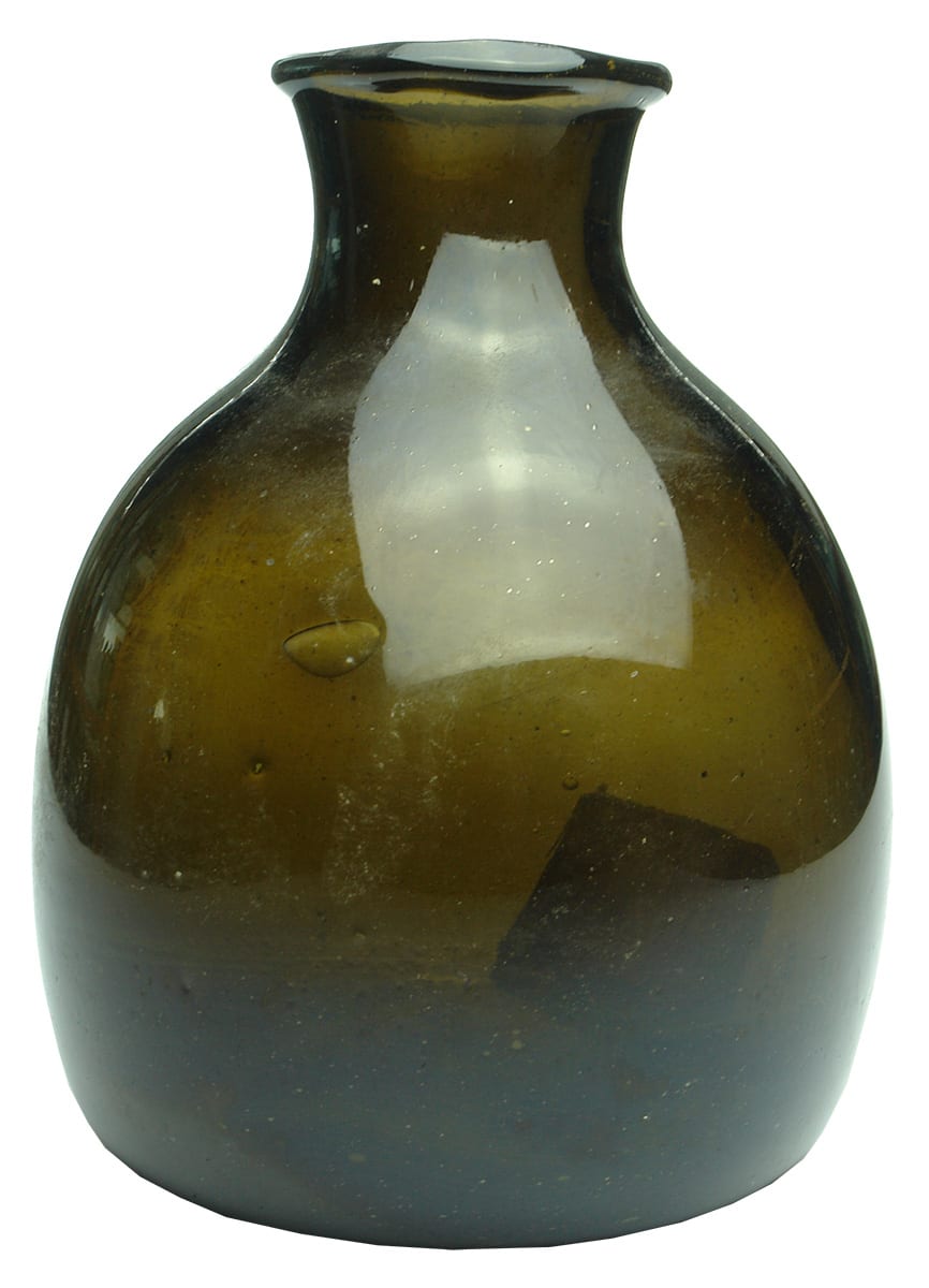 Black Glass wide mouthed seed bottle