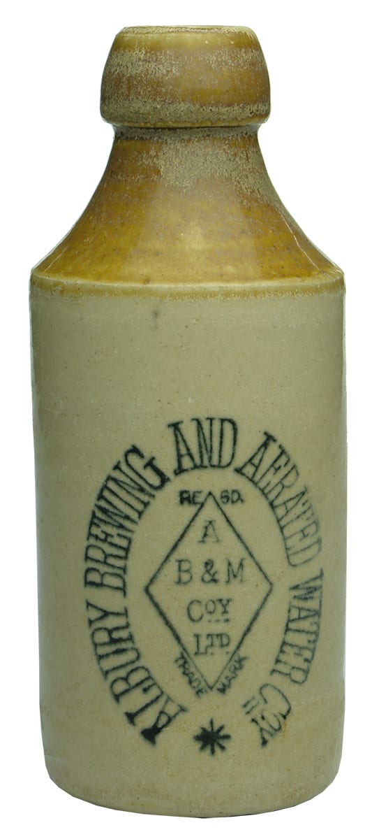 Albury Brewing Aerated Water Stoneware Ginger Beer Bottle