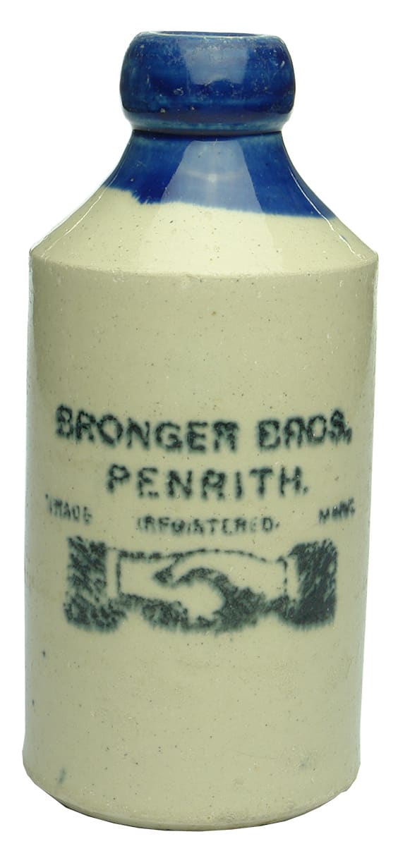 Bronger Bros Penrith Blue Lip Stoneware Ginger Beer Bottle