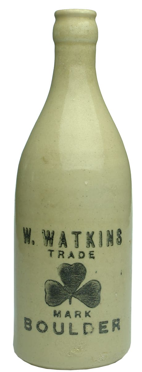 Watkins Boulder White Stoneware Crown Seal Ginger Beer Bottle