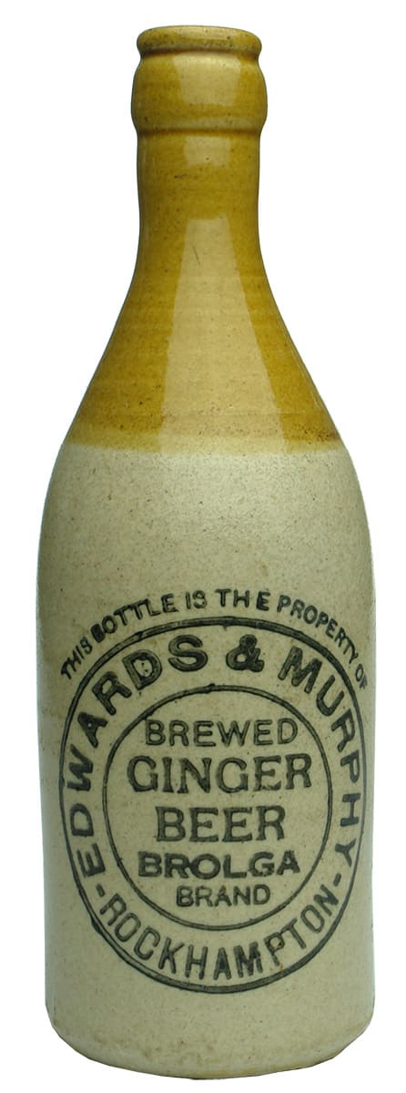 Edwards Murphy Brolga Brand Rockhampton Ginger Beer Bottle