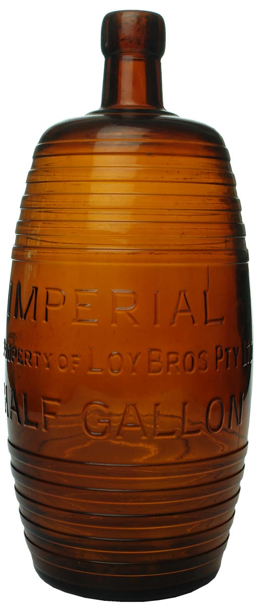 Loy Bros Half Gallon Amber Glass Barrel