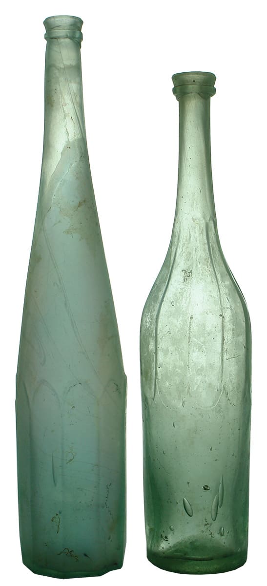 Antique Glass Goldfields era Salad Oil Bottles