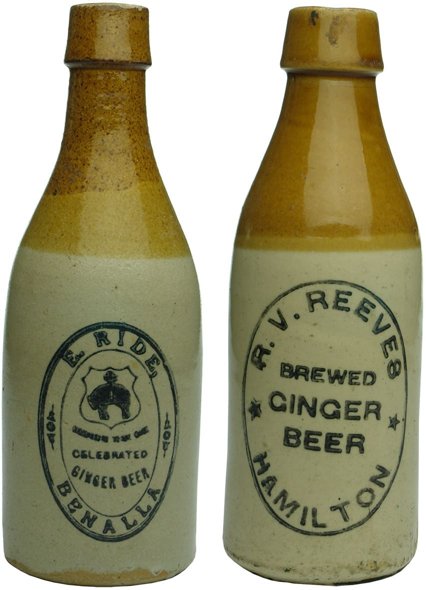 Collection Old Stoneware Pottery Ginger Beer Bottles