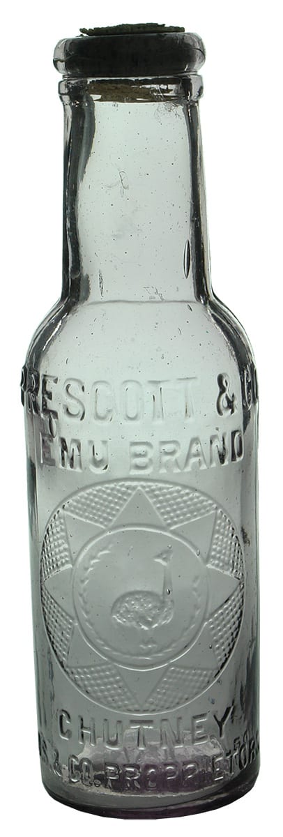 Prescott Emu Brand Chutney Amethyst Bottle