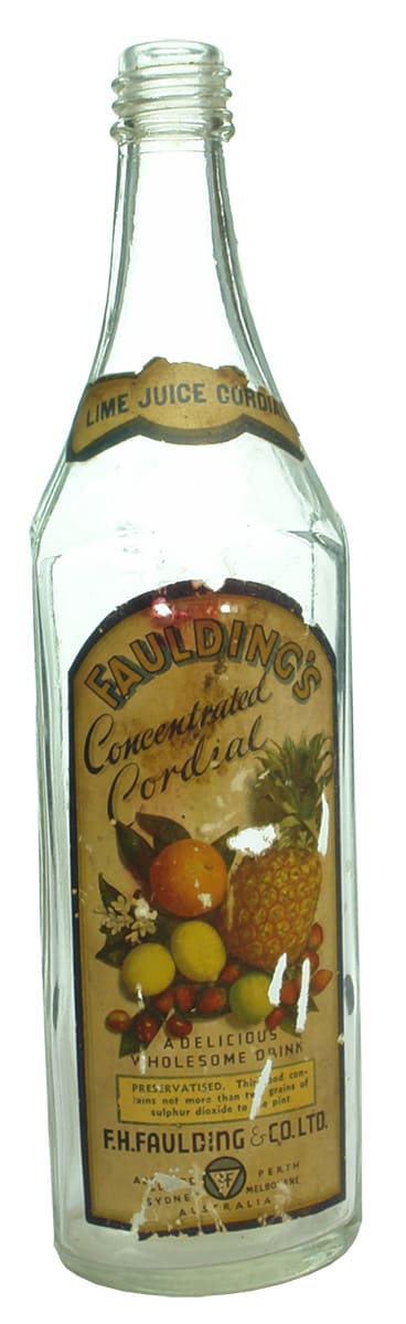 Faulding Lime Juice Cordial Vintage Bottle