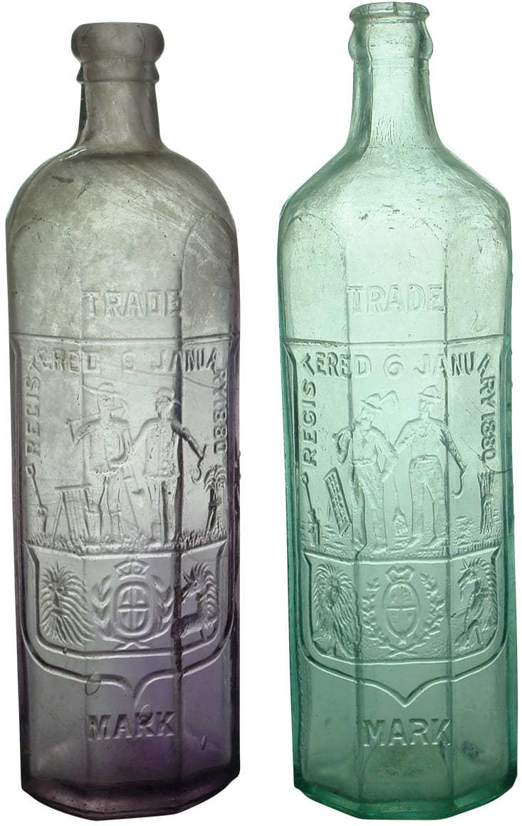 Rowlands Octagonal Farmer Miner Cordial Bottles