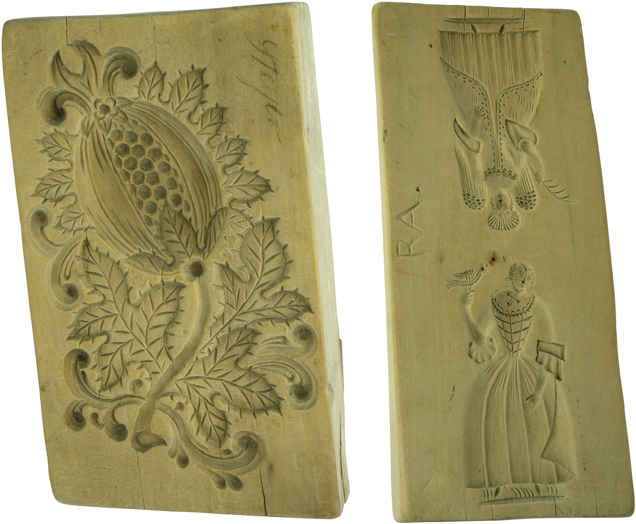 Double sided wooden butter moulds