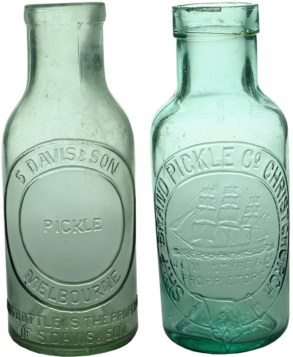 Davis Melbourne McIntyre Christchurch Pickle Bottles