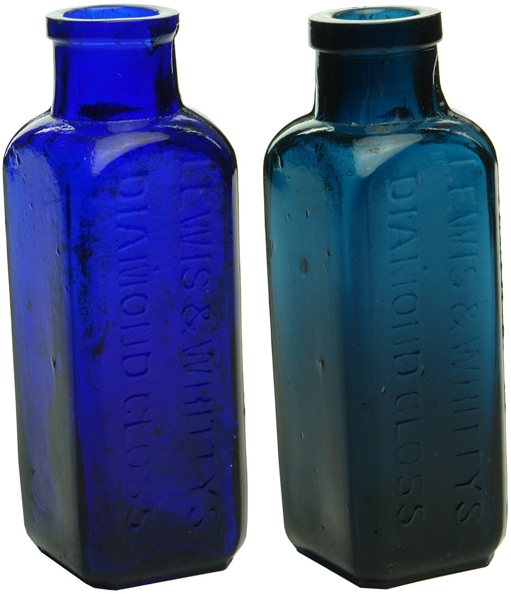 Lewis Whitty's Diamond Gloss Blue Glass Bottles