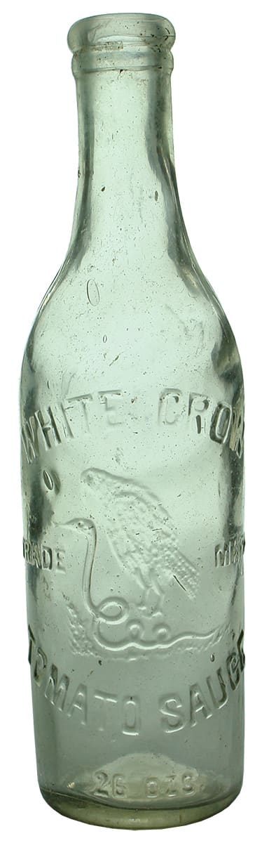 White Crow Tomato Sauce Antique Bottle