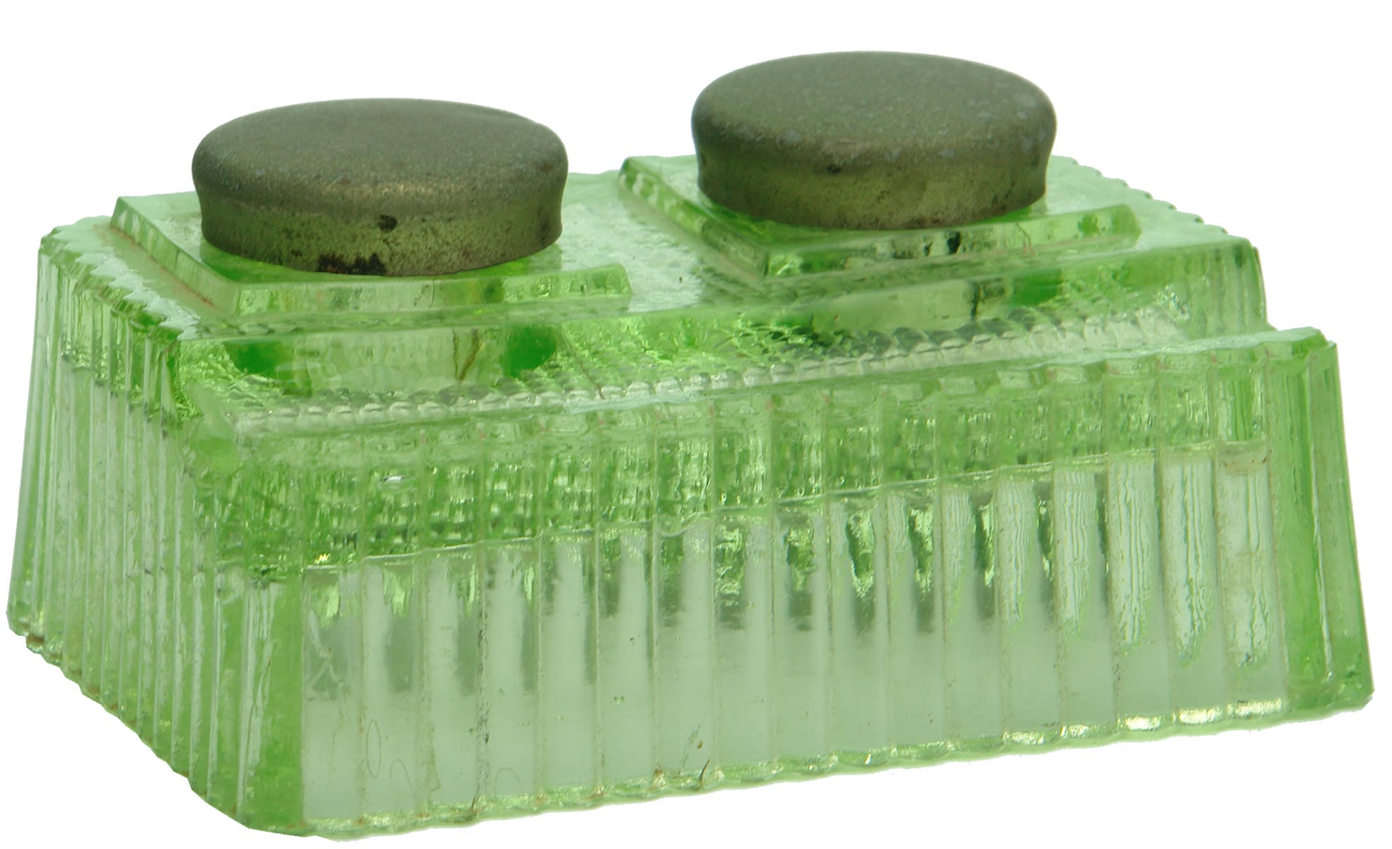 Uranium Glass Vintage Made in Japan Inkwell