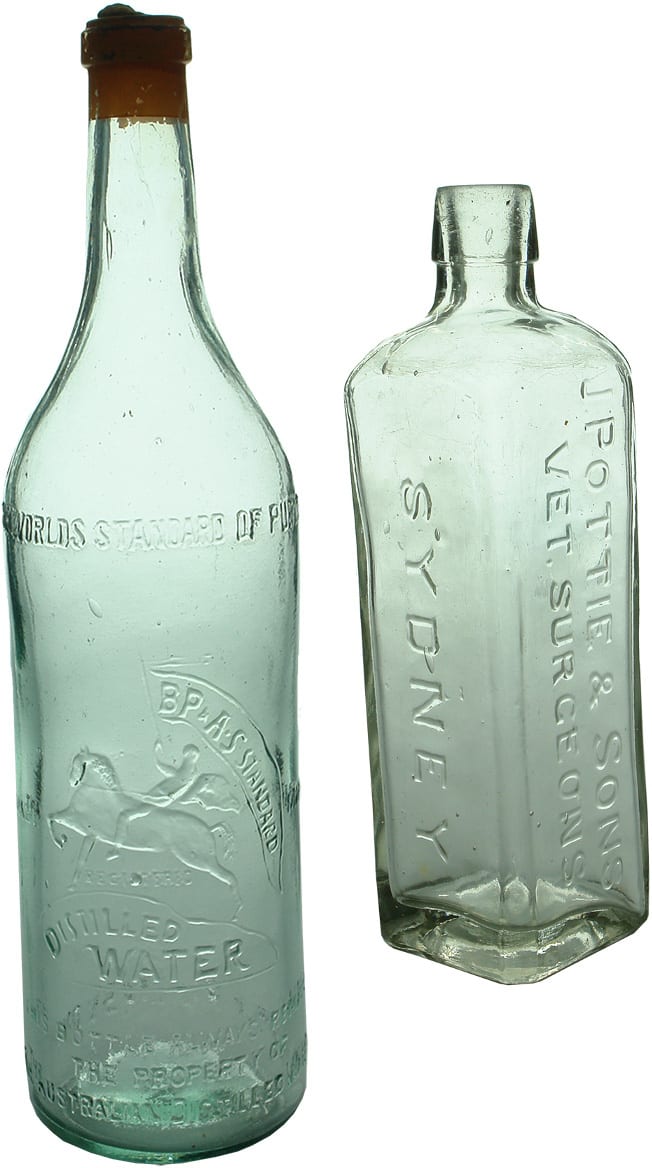 Distilled Water Pottie Vet Surgeons Sydney Vintage Bottles