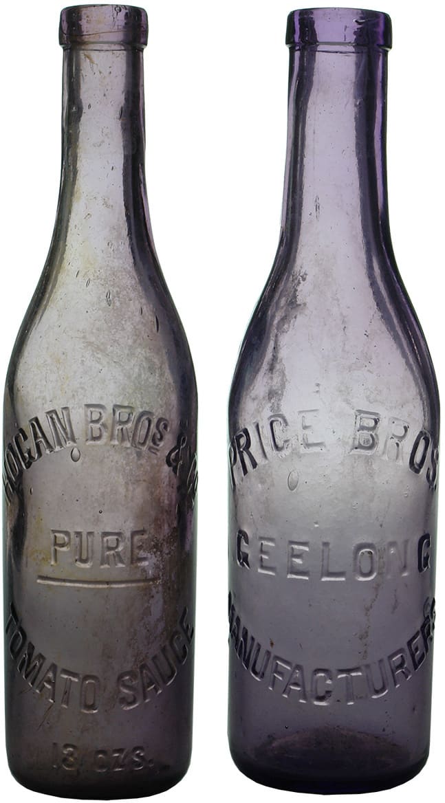 Hogan Bros Price Geelong Antique Purple Sauce Bottles