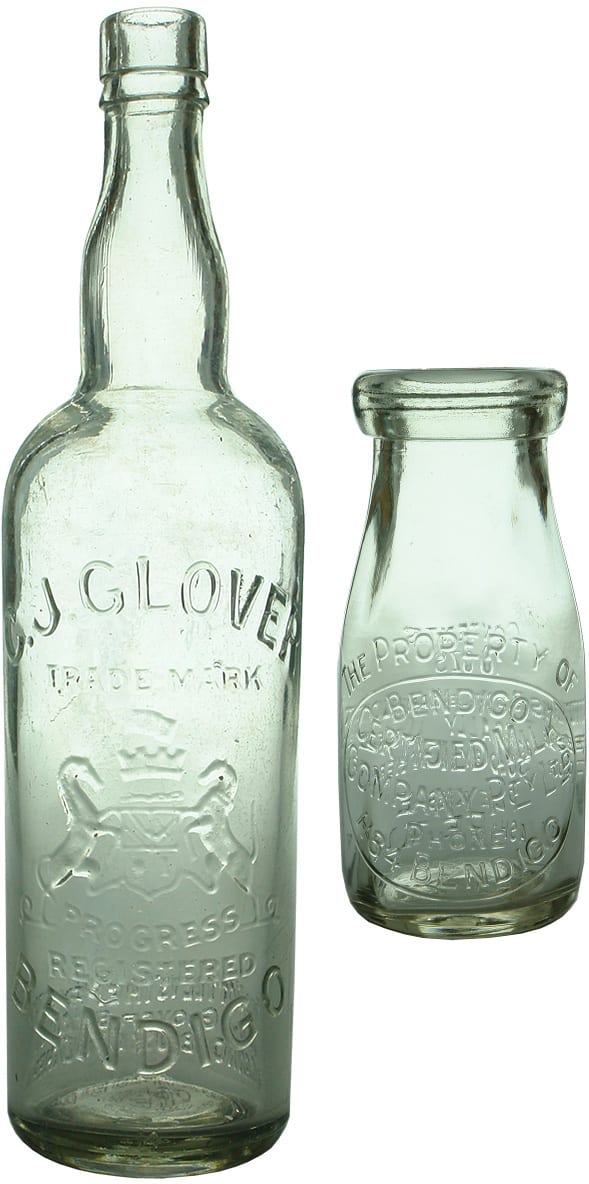 Glover Cordial Bendigo Certified Milk Vintage Bottles