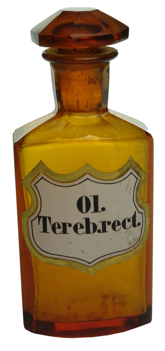 Ol Tereb Amber Glass Pharmacy Bottle