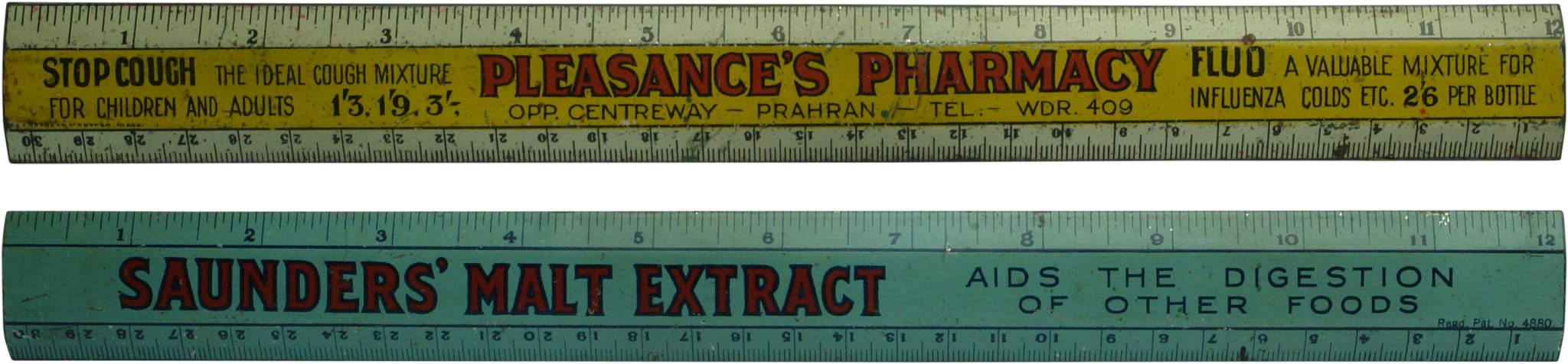 Advertising Rulers Pleasance's Pharmacy Prahran Saunders Malt Extract