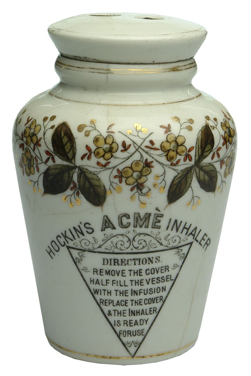 Hockin's Acme Inhaler Antique Ceramic