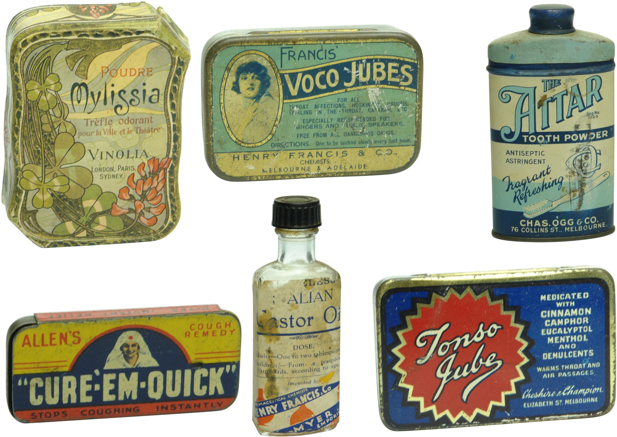 Antique Chemists Pharmacy Tins Advertising