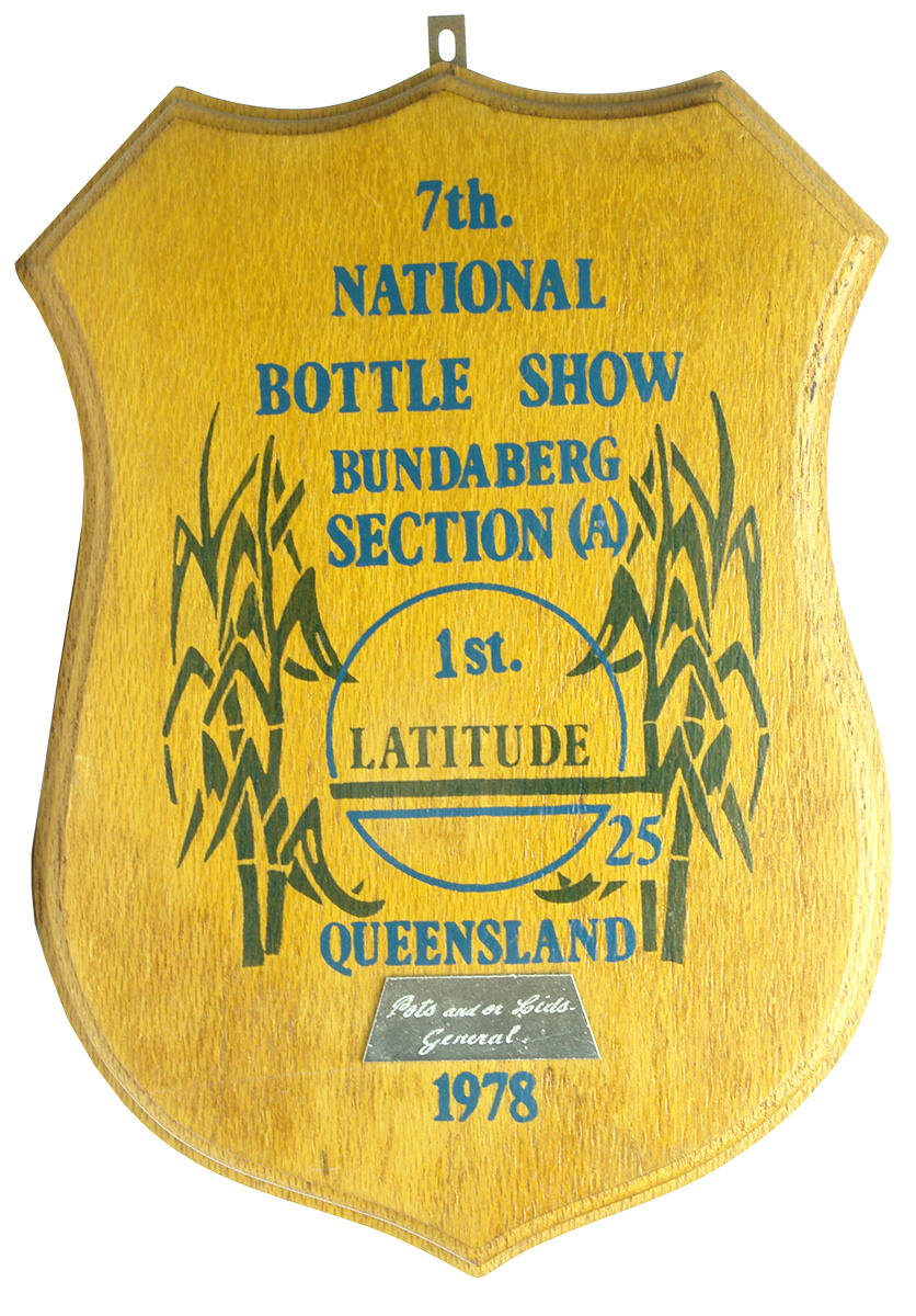 Wooden Shield National Bottle Show Bundaberg Queensland 1978