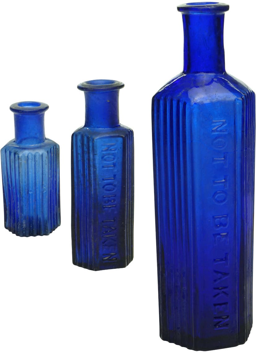Antique Cobalt Blue Poison Bottles