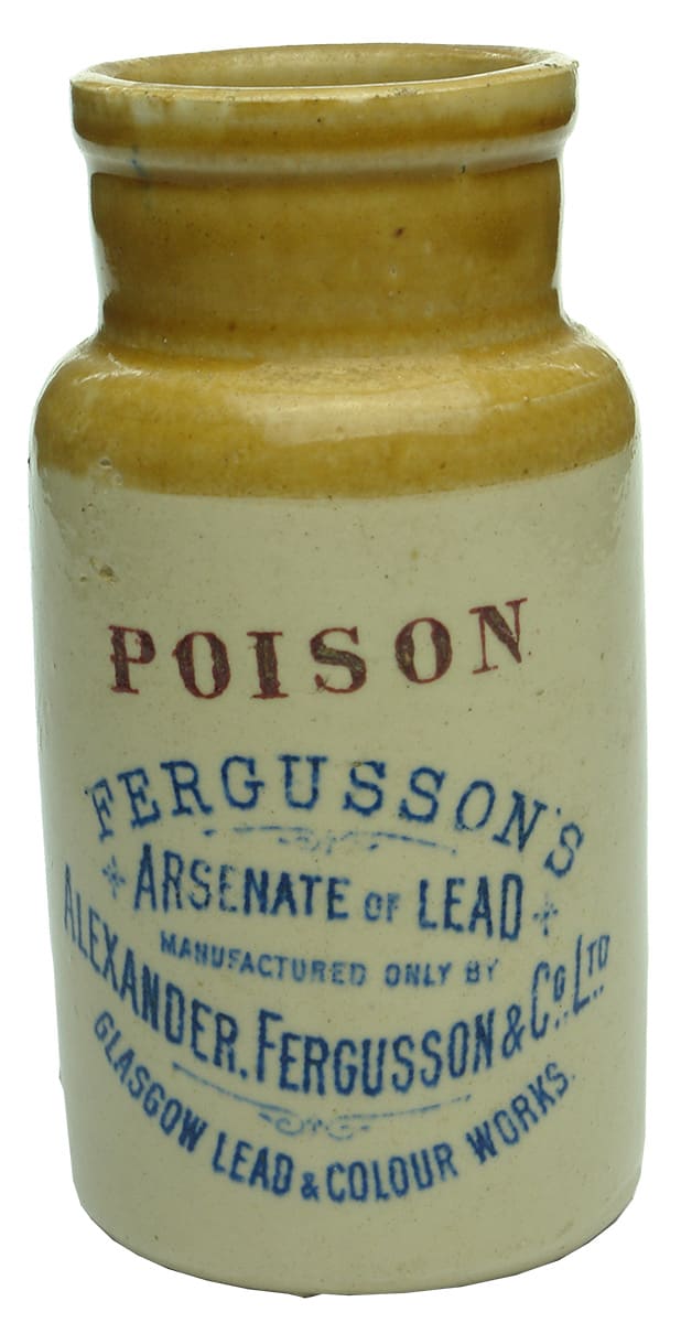 Poison Fergussons Arsenate Lead Alexander Stoneware Jar