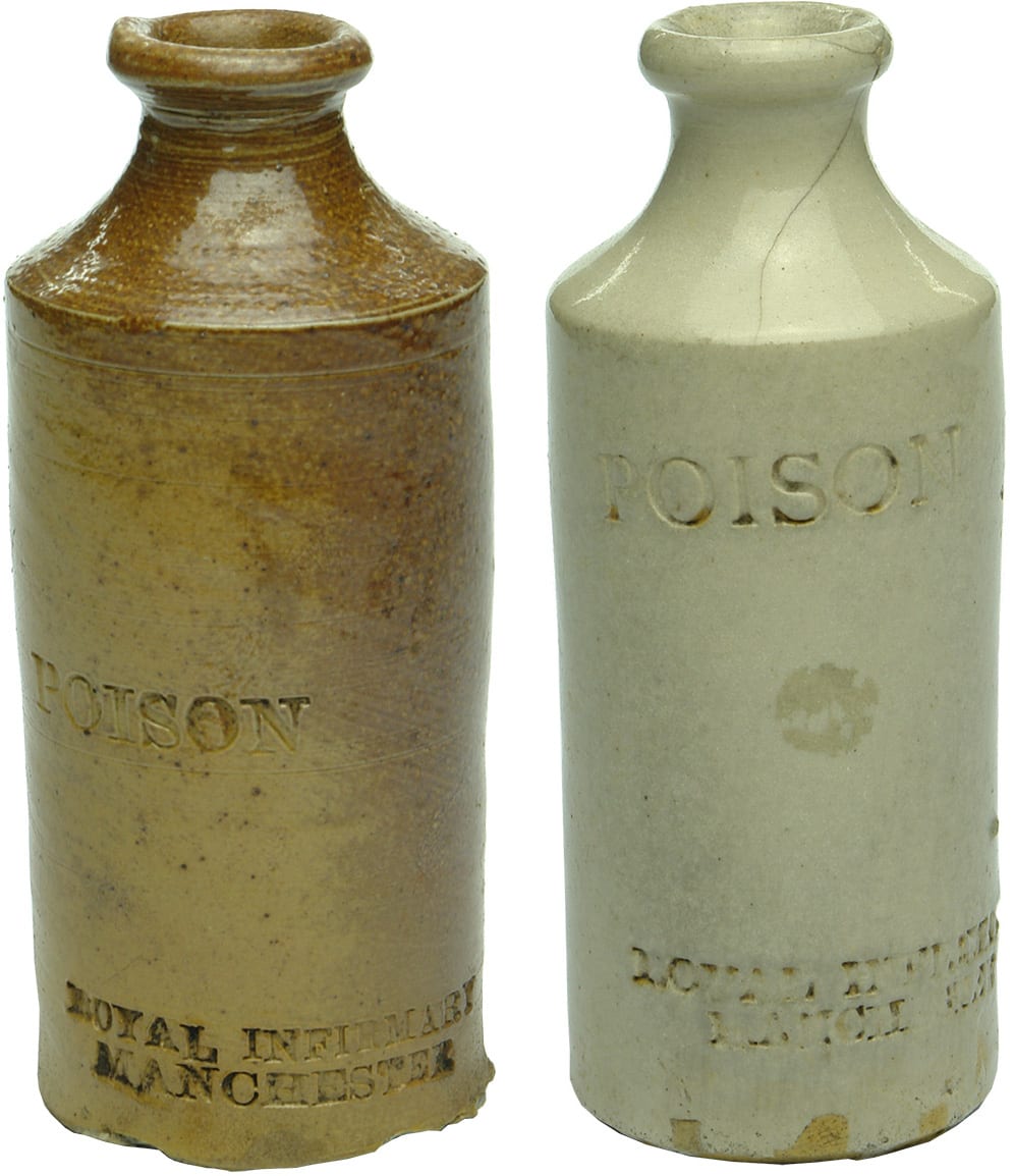 Poison Royal Infirmary Manchester Poison Stoneware Bottles