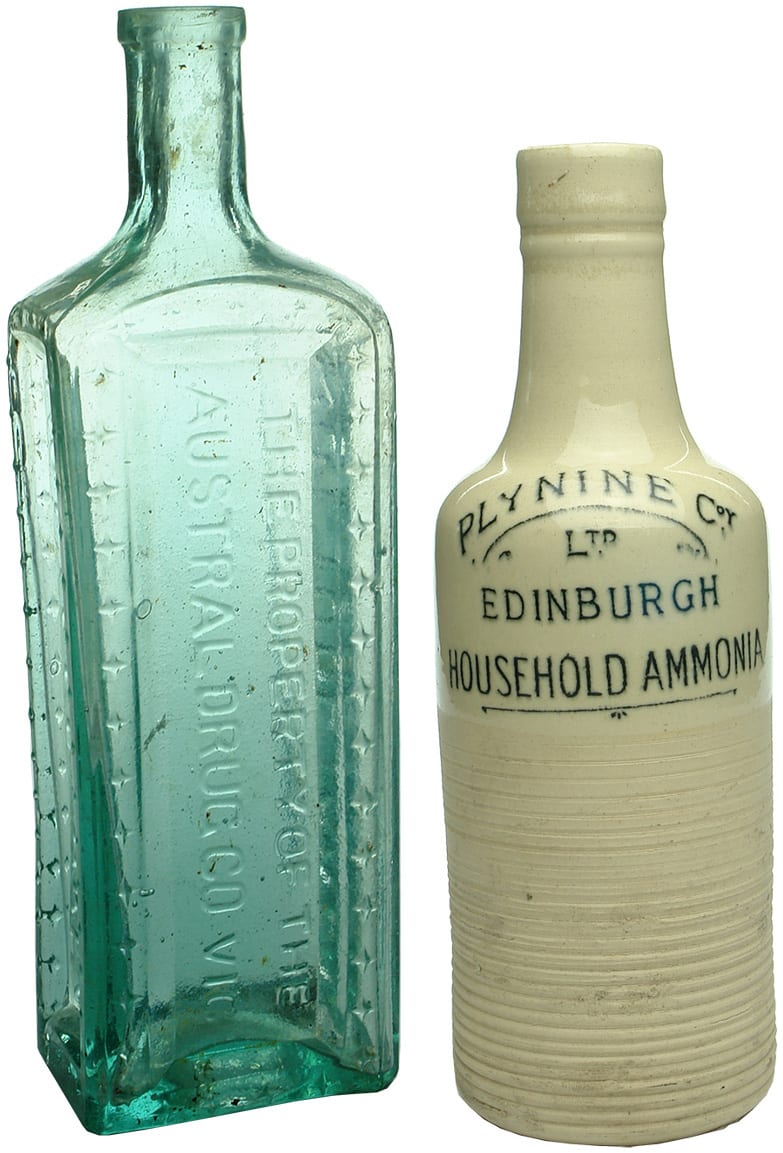 Austral Drug Plynine Antique Poison Bottles