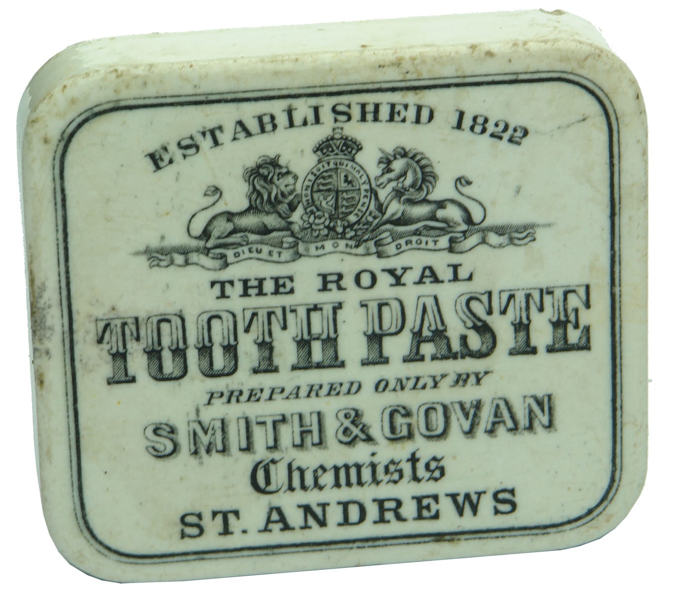 Smith Govan Chemists St Andrews Tooth Paste Pot Lid