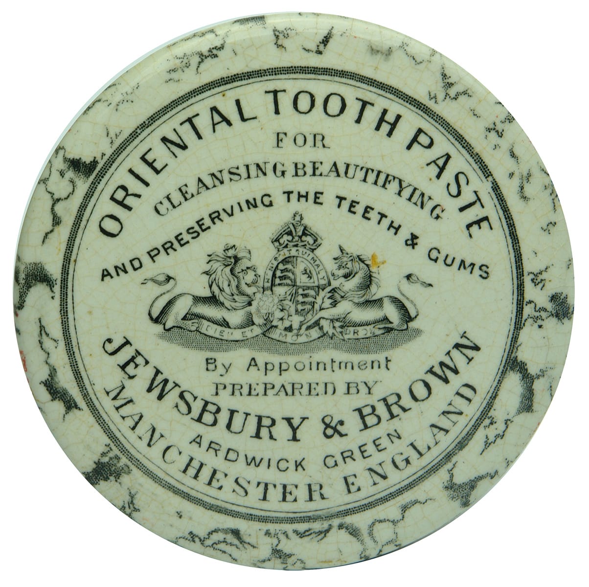 Jewsbury Brown Manchester Oriental Tooth Paste Pot Lid