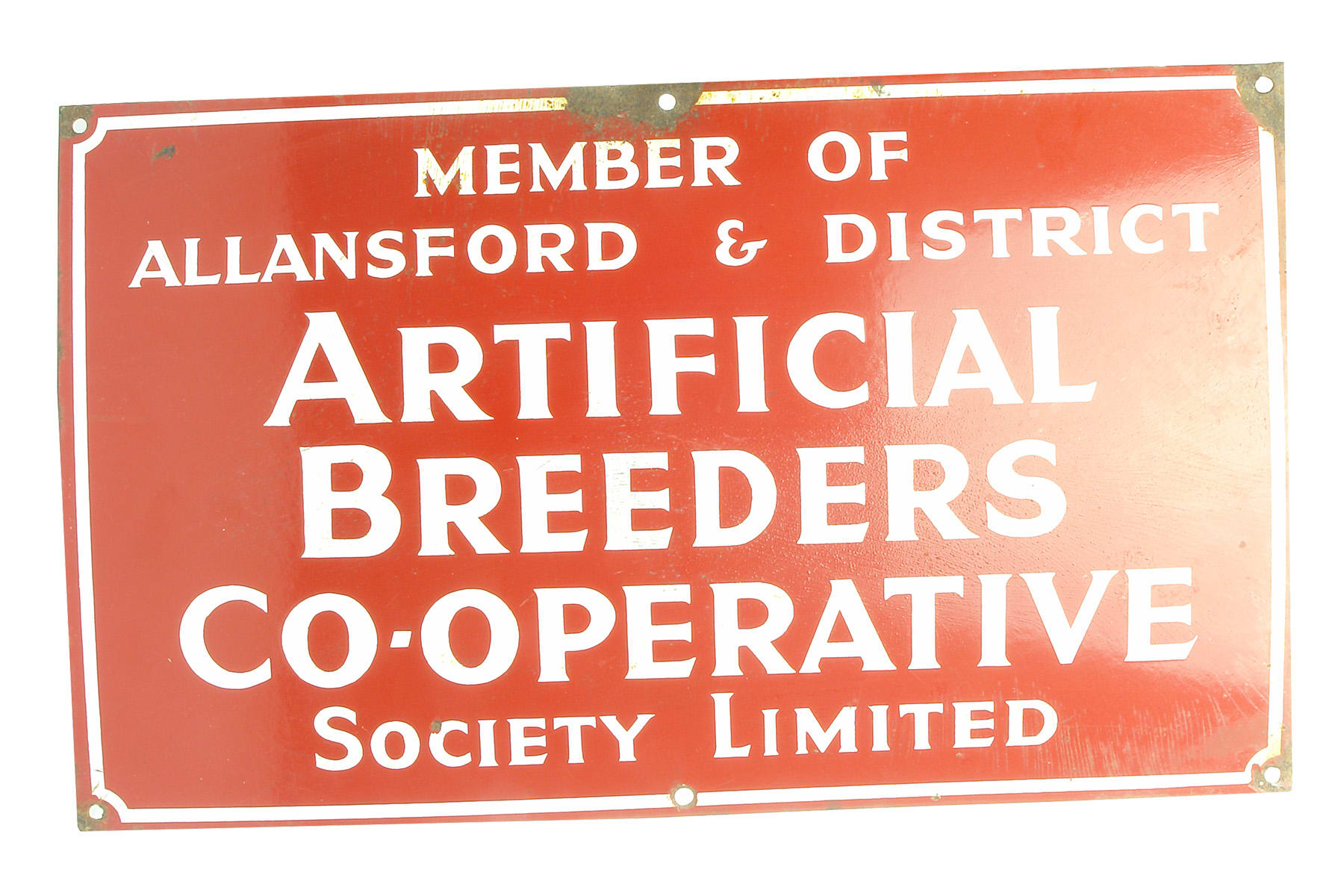 Enamel Sign Allansford District Artificial Breeders Co-operative Society