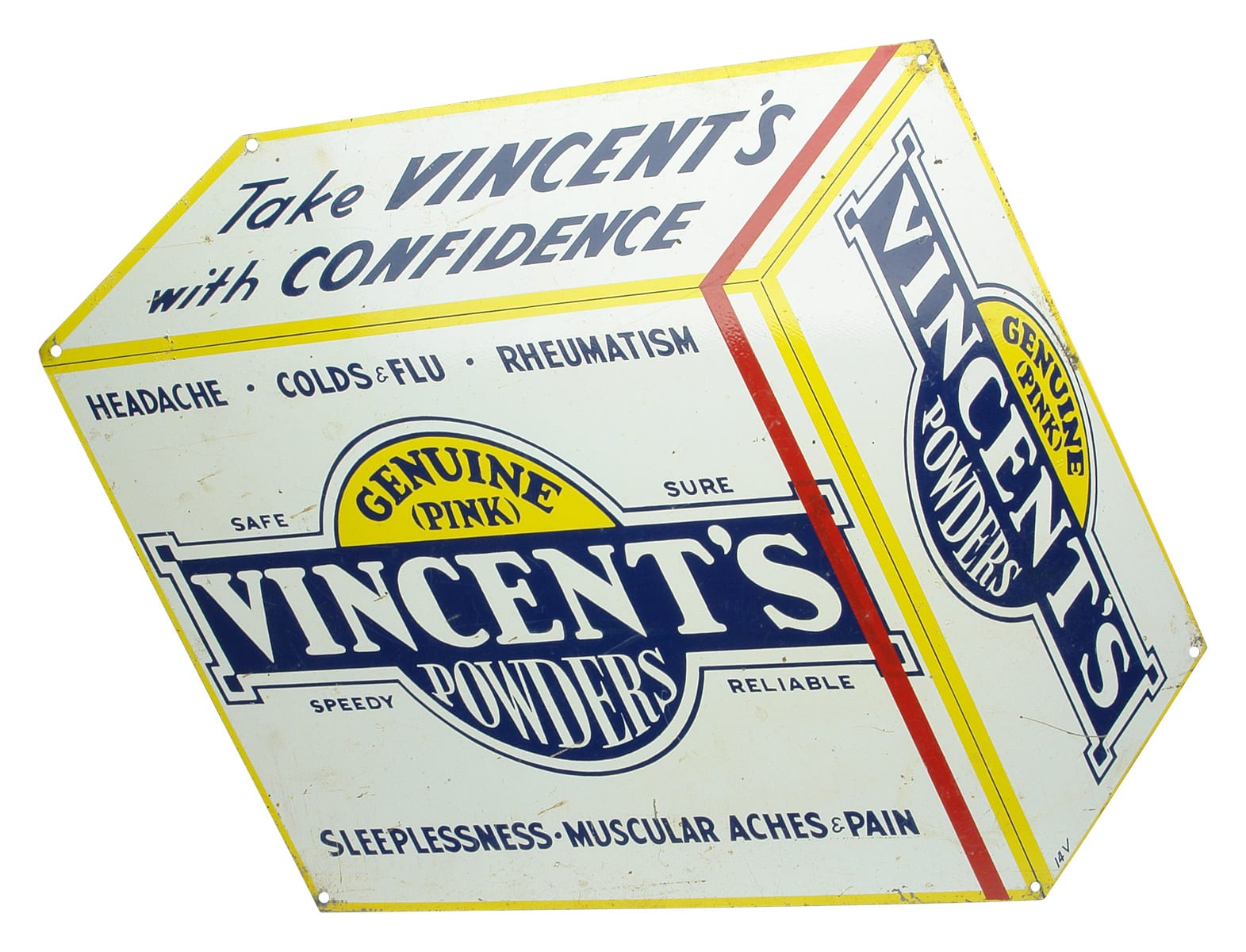 Vincent's Powders Tin Sign
