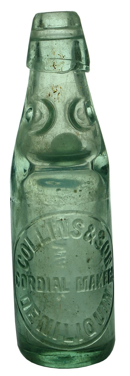 Collins Cordial Makers Deniliquin Soda Water Marble Bottle