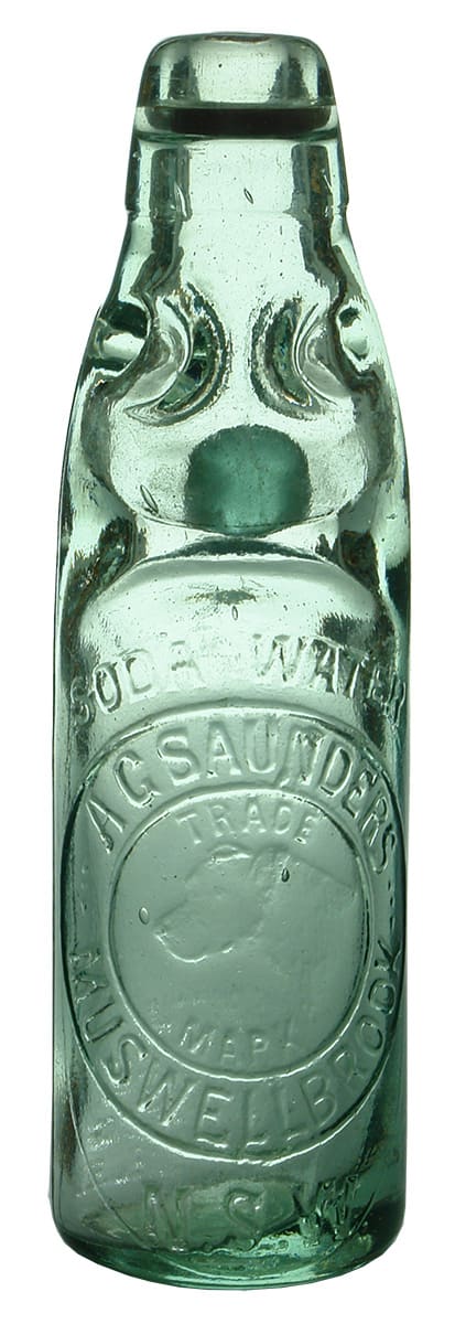 Saunders Muswellbrook Soda Water Dogs Head Codd Bottle