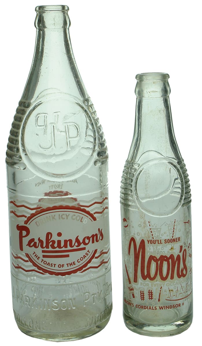 Parkinson's Noon's Ceramic Label Soft Drink Bottles