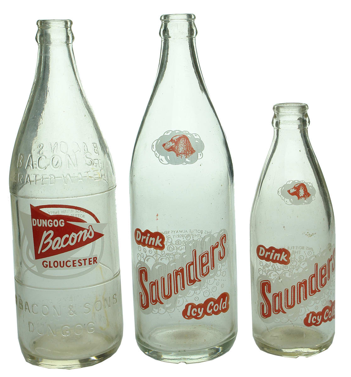 Vintage Ceramic Label Soft Drink Bottles