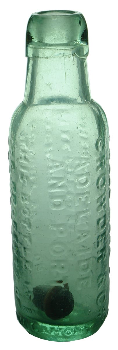 Crowder Adelaide John Lamont Patent Bottle